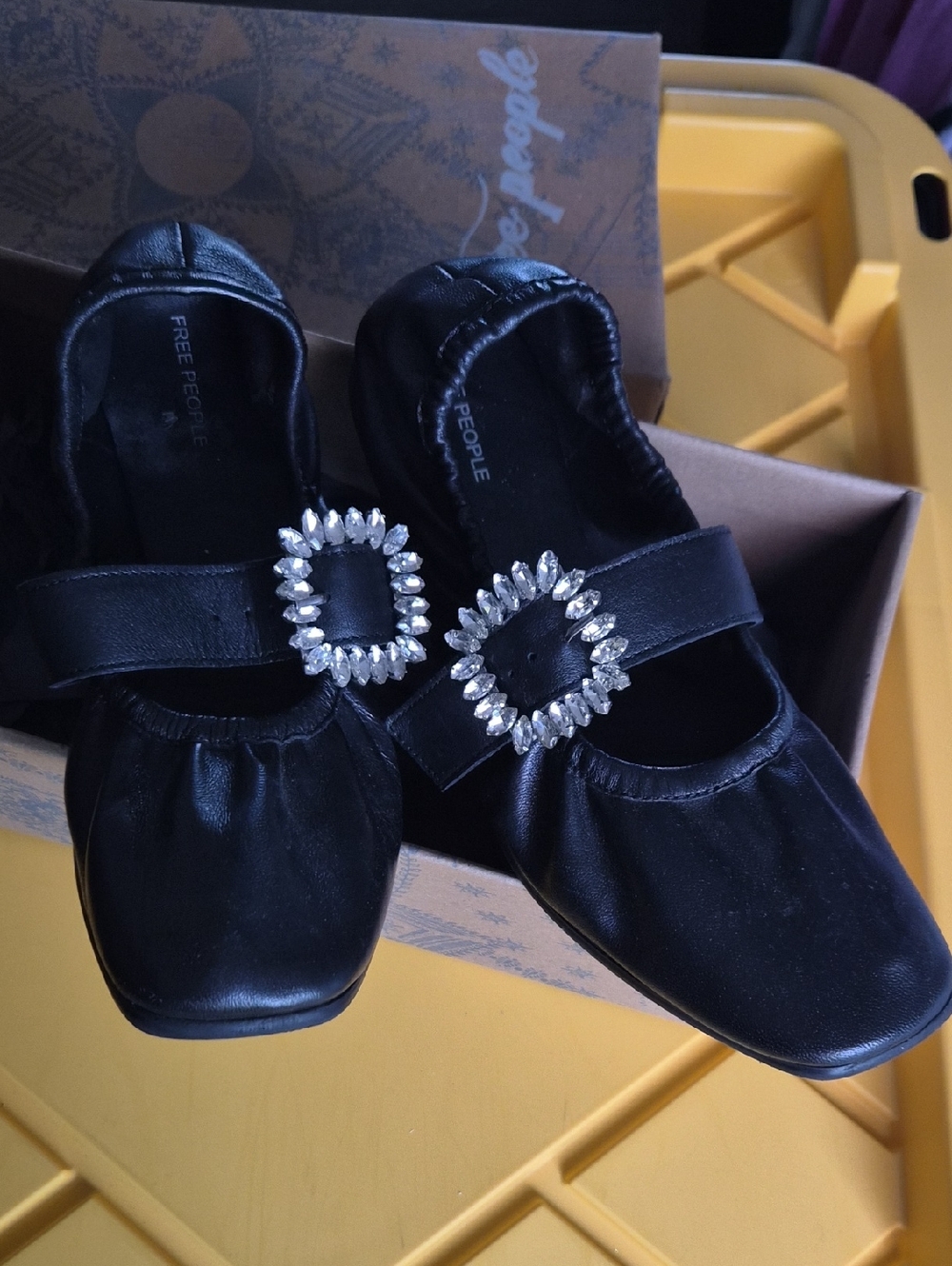 free people gemini flats with rhinestone buckle